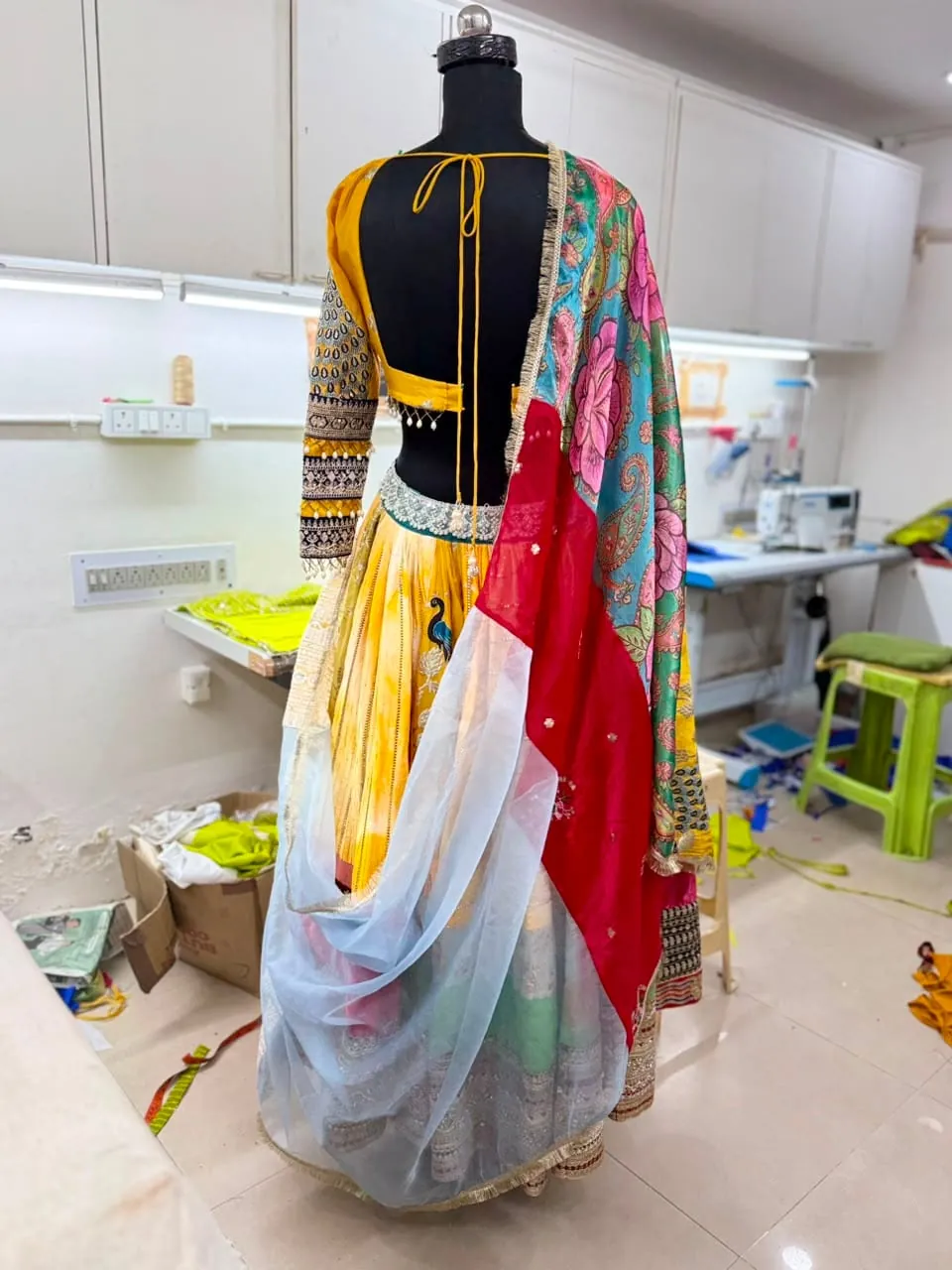 Before, back view: garment on a mannequin
