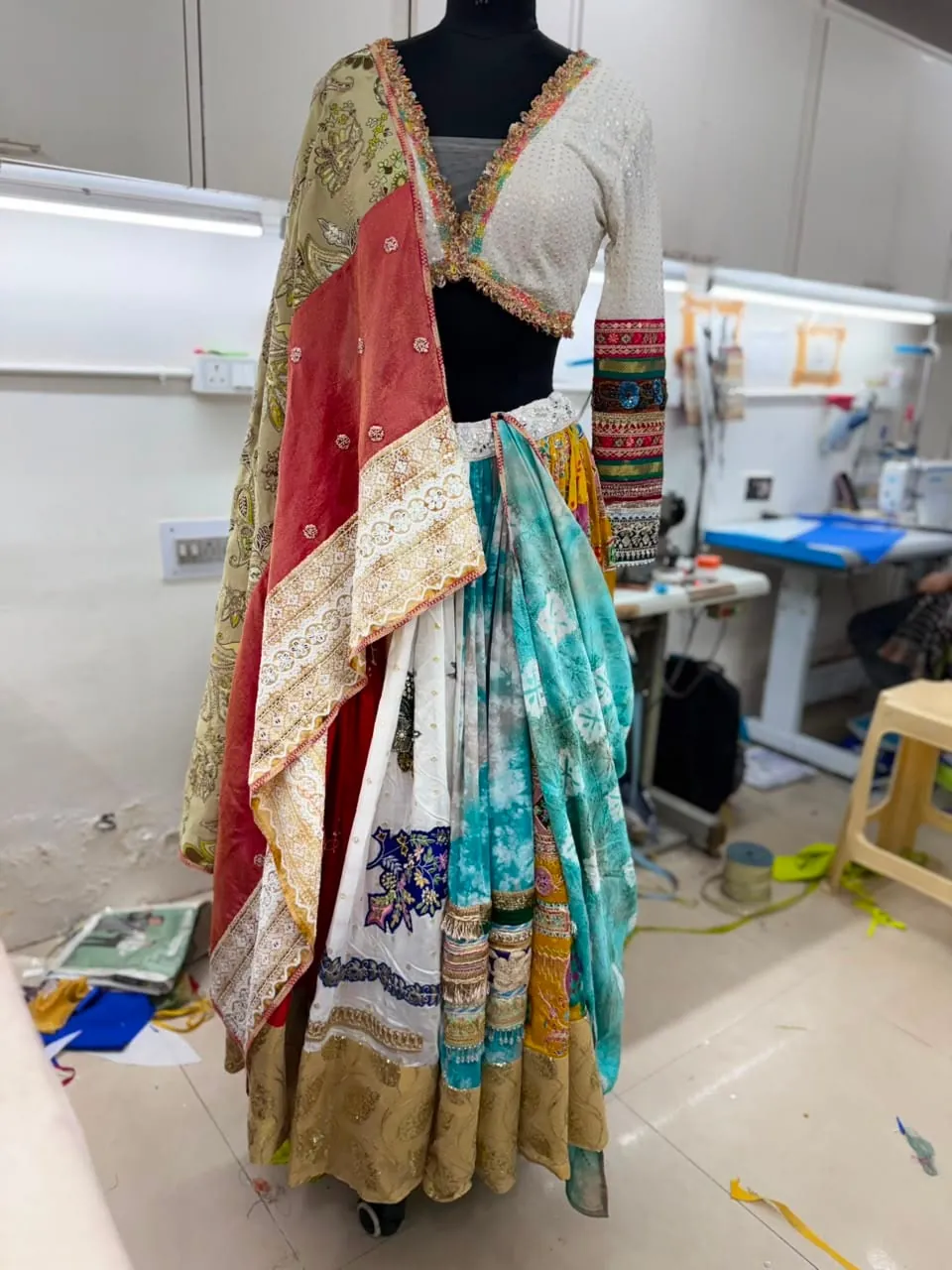 Before, front view: garment on a mannequin