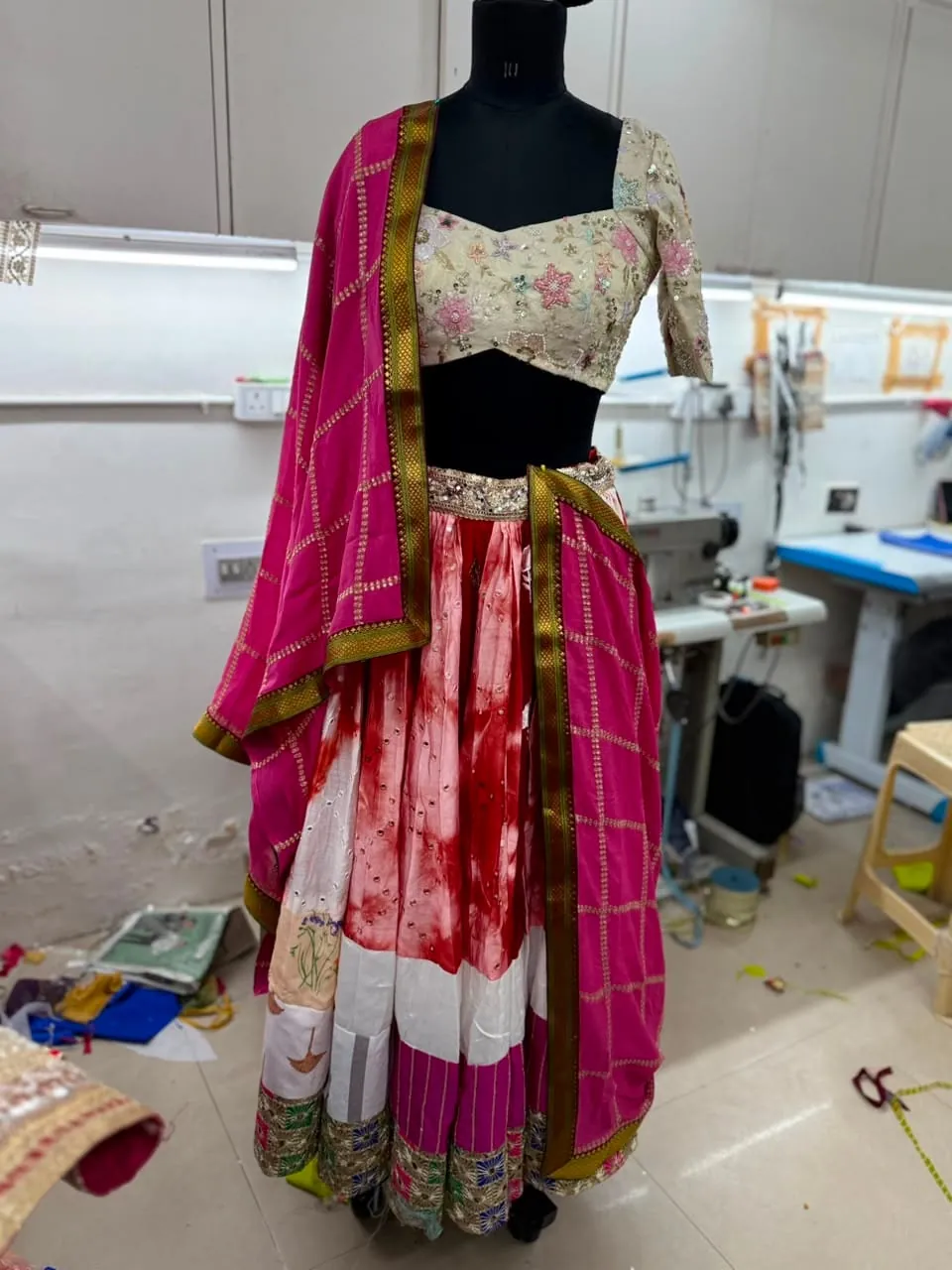 Before, front view: garment on a mannequin